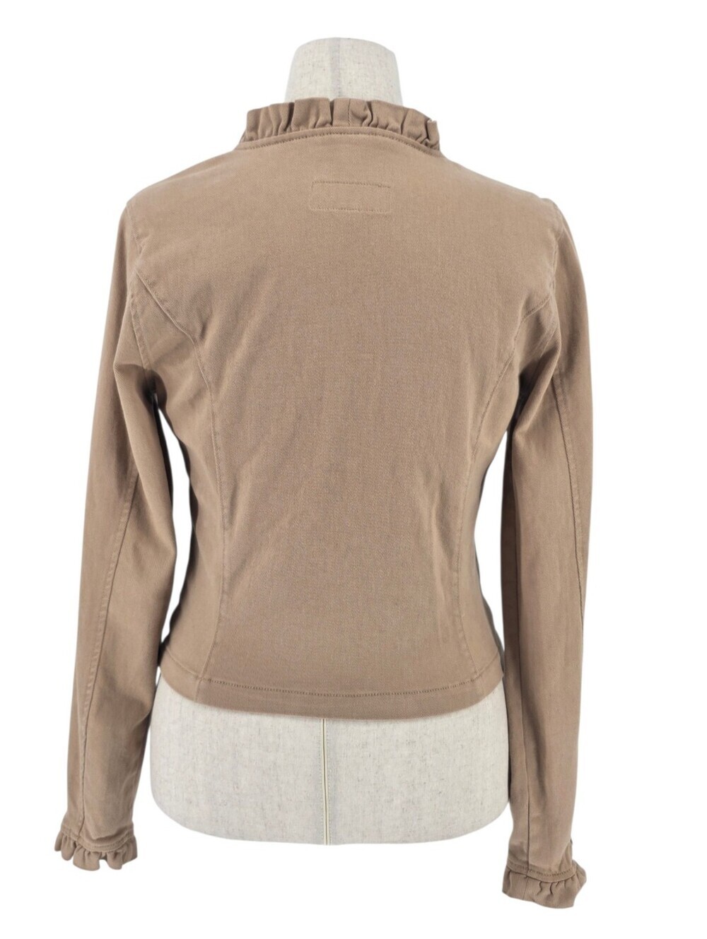 Draper James Taupe Ruffle Trim Cotton Twill Jacket Blazer Topper Size M - Picture 5 of 9